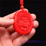 Red Jade Qilin Pendant Natural Men Jadeite Jewelry Chinese Amulet Necklace