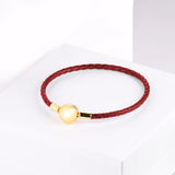 Red Leather Bracelet With Clasp Sterling Silver Jewelry for Women