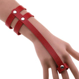 Red Leather Spiked Choker Punk Bracelet Goth Jewelry