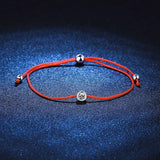 Red Line Moissanite Bead Bracelet 0.3ct S925 Sterling Silver Women Jewelry