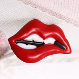Red Lip Enamel Brooches Women Men Party Banquet Alloy Brooches Pins