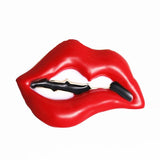 Red Lip Enamel Brooches Women Men Party Banquet Alloy Brooches Pins