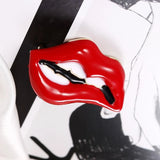 Red Lip Enamel Brooches Women Men Party Banquet Alloy Brooches Pins