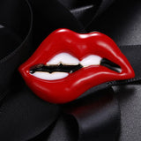 Red Lip Enamel Brooches Women Men Party Banquet Alloy Brooches Pins
