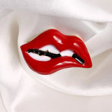 Red Lip Enamel Brooches Women Men Party Banquet Alloy Brooches Pins