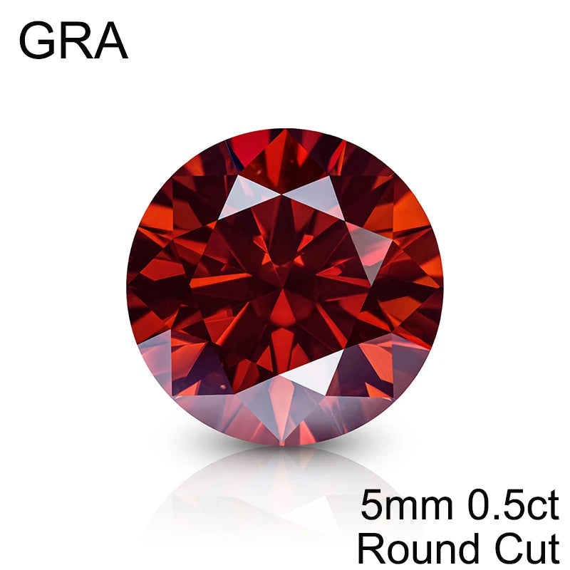 Red Loose Moissanite Gemstone Pear/Round/Emerald/Heart/Oval Cut
