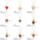 Red Love Pendant Necklace for Women Heart Collares Long Stainless Steel Chains