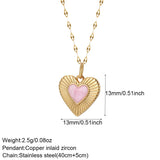 Red Love Pendant Necklace for Women Heart Collares Long Stainless Steel Chains