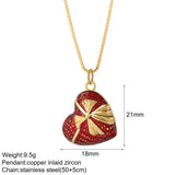 Red Love Pendant Necklace for Women Heart Collares Long Stainless Steel Chains