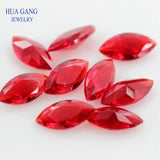 Red Marquise Shape Princess Cut Glass Beads Synthetic Gems 1.5x3~10x20mm