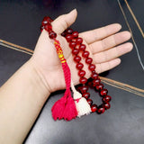 Red Muslim Tasbih Bracelet 33 Beads Islamic Rosary Gift Tassel