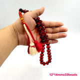 Red Muslim Tasbih Bracelet 33 Beads Islamic Rosary Gift Tassel