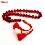 Red Muslim Tasbih Bracelet 33 Beads Islamic Rosary Gift Tassel