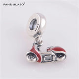 Red Motorcycle Dangle Beads 925 Sterling Silver Jewelry Bead