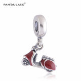 Red Motorcycle Dangle Beads 925 Sterling Silver Jewelry Bead