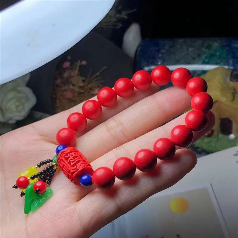 10mm Cinnabar Bead Bracelet for Women