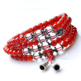 Red Natural Crystal Bracelets 108 Buddha Beads Necklace for Women