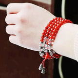 Red Natural Crystal Bracelets 108 Buddha Beads Necklace for Women