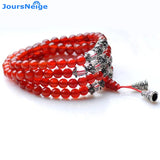 Red Natural Crystal Bracelets 108 Buddha Beads Necklace for Women