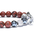 Red Natural Stone Elephant Bracelet Druzy Hematite Beaded Bangle
