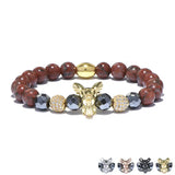 Red Natural Stone Elephant Bracelet Druzy Hematite Beaded Bangle