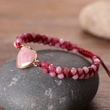Red Natural Stones Faceted Heart Love Bracelets Talisman Couple Beaded Bangles