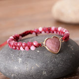 Red Natural Stones Faceted Heart Love Bracelets Talisman Couple Beaded Bangles