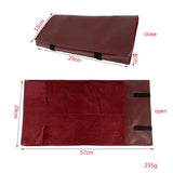 Red PU Necklace Travel Roll Bag Jewelry Storage Bead Chain Organizer