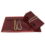 Red PU Necklace Travel Roll Bag Jewelry Storage Bead Chain Organizer