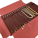 Red PU Necklace Travel Roll Bag Jewelry Storage Bead Chain Organizer