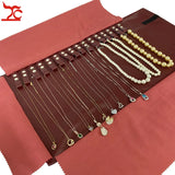 Red PU Necklace Jewelry Storage Travel Roll Bag Beads Chain Organizer