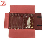 Red PU Necklace Jewelry Storage Travel Roll Bag Beads Chain Organizer