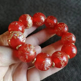 Red Phoenix Pattern Liuli Crystal Bracelet Healing Jewelry