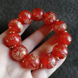 Red Phoenix Pattern Liuli Crystal Bracelet Healing Jewelry