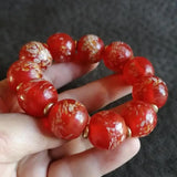 Red Phoenix Pattern Liuli Crystal Bracelet Healing Jewelry