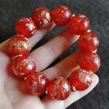 Red Phoenix Pattern Liuli Crystal Bracelet Healing Jewelry