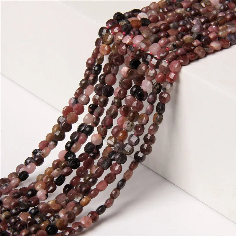 Red Pink Natural Rhodochrosite Stone Beads Loose Round Faceted Jasper