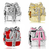 Red & Pink Enamel Sparkling Surprise Charm 925 Sterling Silver