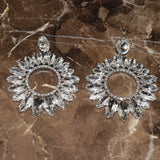 Red Rhinestone Gems Pendant Dangle Earrings Exaggerated Statement Jewelry
