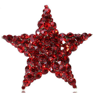 Red Rhinestone Star Brooches for Wedding Party