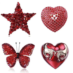 Red Rhinestone Star Brooches for Wedding Party