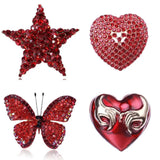 Red Rhinestone Star Brooches for Wedding Party