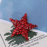 Red Rhinestone Star Brooches for Wedding Party