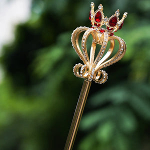 Red Rhinestone Wand King Queen Scepter Crystal Pageant Costume Props