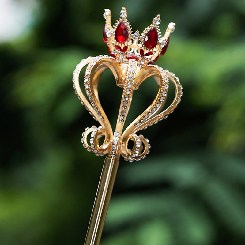 Red Rhinestone Wand King Queen Scepter Crystal Pageant Costume Props