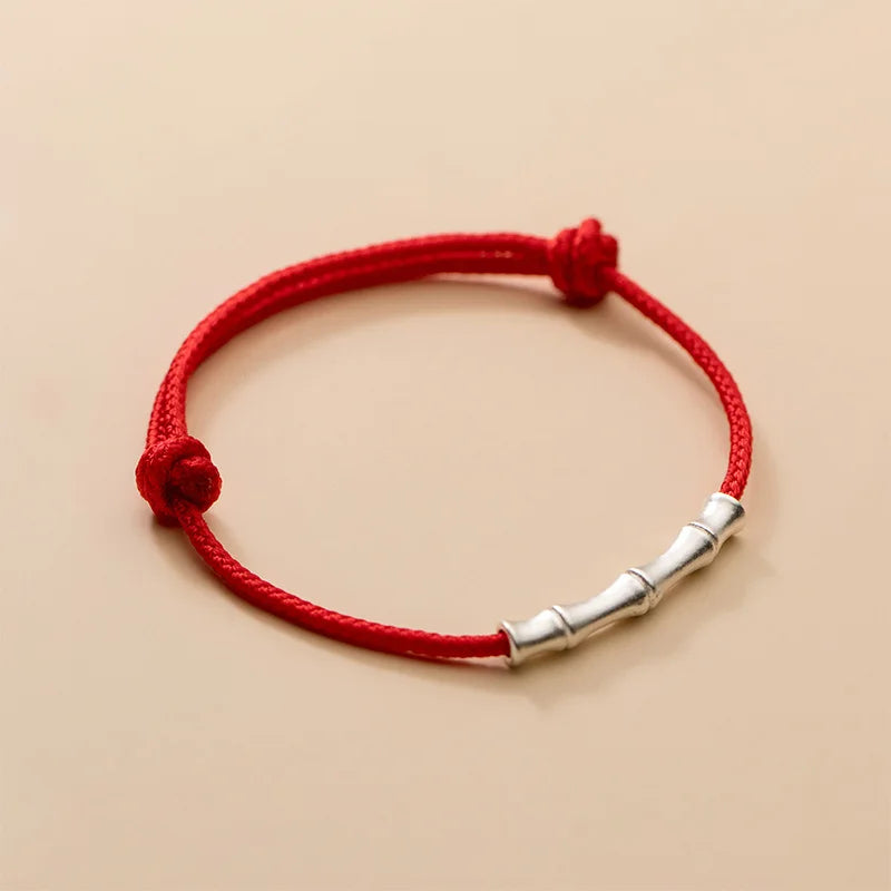 925 Silver Bamboo Bracelet for Women Adjustable Girls Minimalist