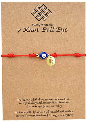 7 Knot Protection Zodiac Bracelet Evil Eye Good Luck String Charm