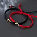 925 Silver Red Rope Infinity Bracelet Zircon Lucky Jewelry