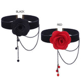 Red Rose Choker Flower Chain Decor Choker Necklace Gothic Choker
