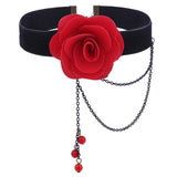 Red Rose Choker Flower Chain Decor Choker Necklace Gothic Choker